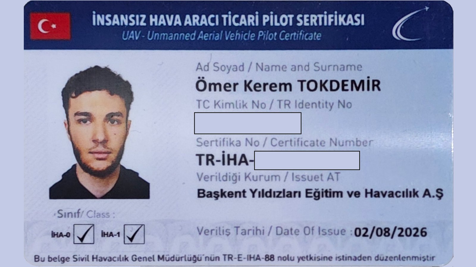 İnsansız Hava Aracı Pilot Lisansı belge görseli